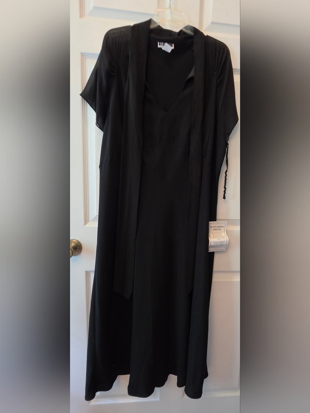 Black Maxi Dress with V-Neck and Drape Front